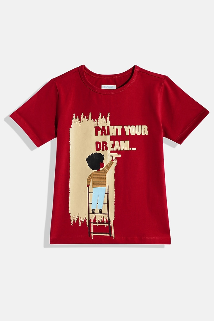 Red T-Shirt With Print by LADORE at Pernia's Pop Up Shop