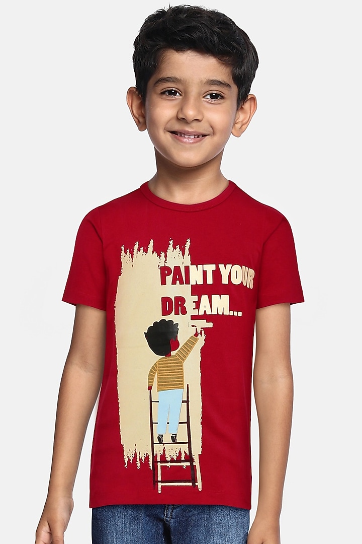 Red T-Shirt With Print by LADORE at Pernia's Pop Up Shop