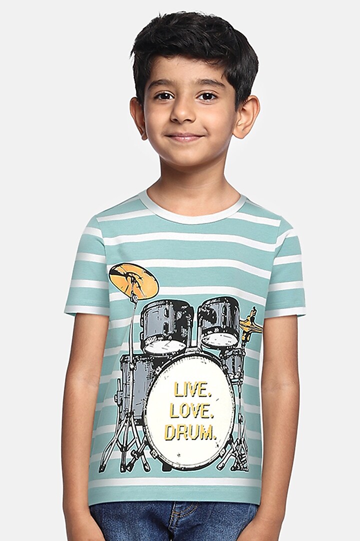 Blue Striped T-Shirt For Boys by LADORE at Pernia's Pop Up Shop