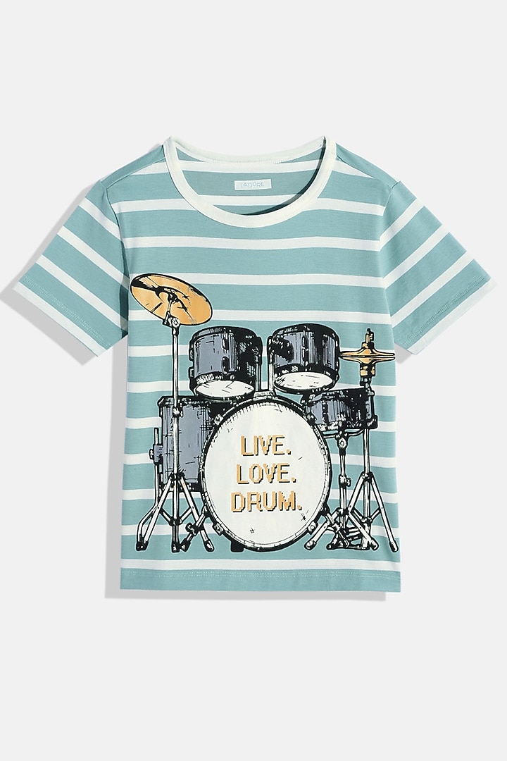 Blue Striped T-Shirt For Boys by LADORE at Pernia's Pop Up Shop