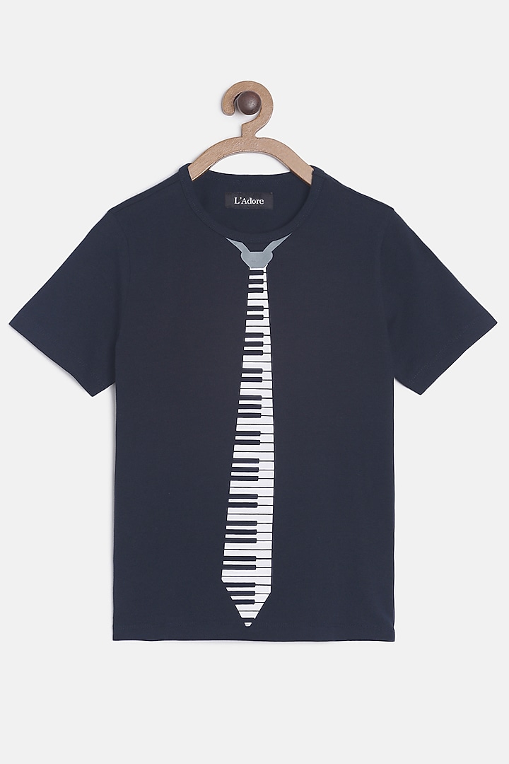 Black Cotton Printed T-Shirt For Boys by LADORE at Pernia's Pop Up Shop