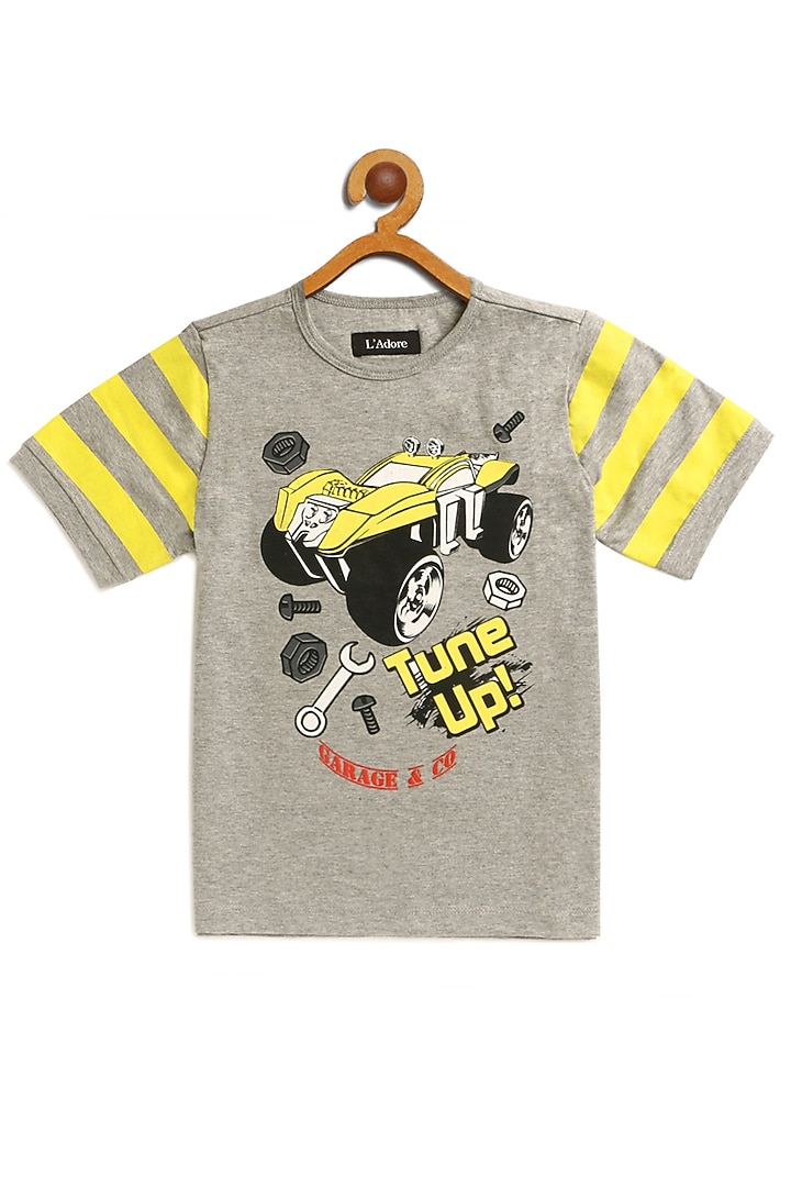 Grey T-Shirt In Pure Cotton For Boys by LADORE at Pernia's Pop Up Shop