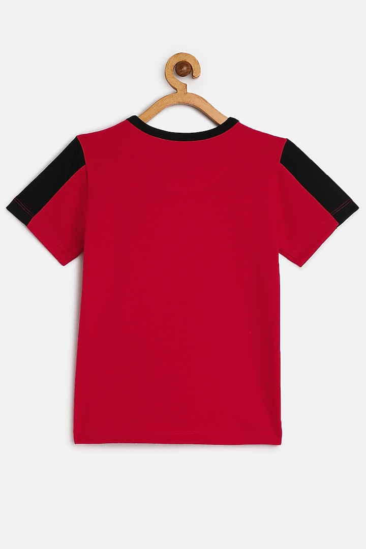 Red Cotton & Spandex T-Shirt For Boys by LADORE at Pernia's Pop Up Shop