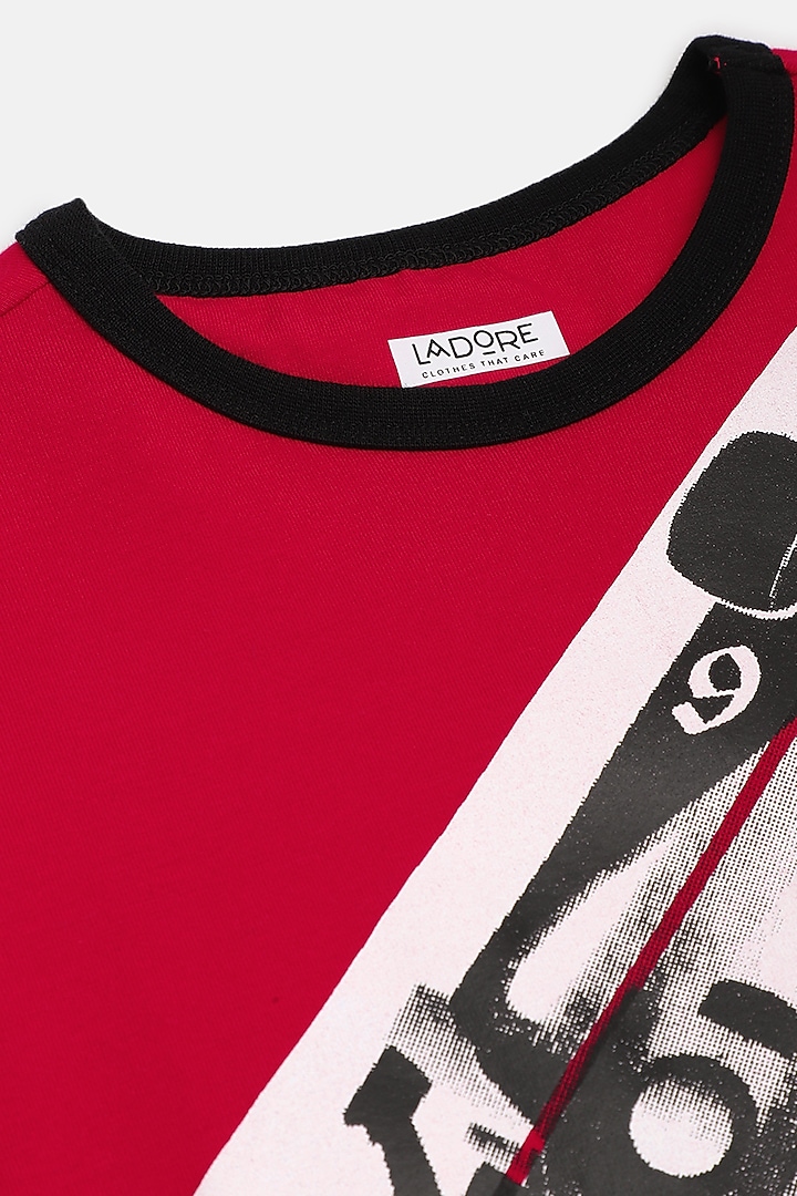 Red Cotton & Spandex T-Shirt For Boys by LADORE at Pernia's Pop Up Shop
