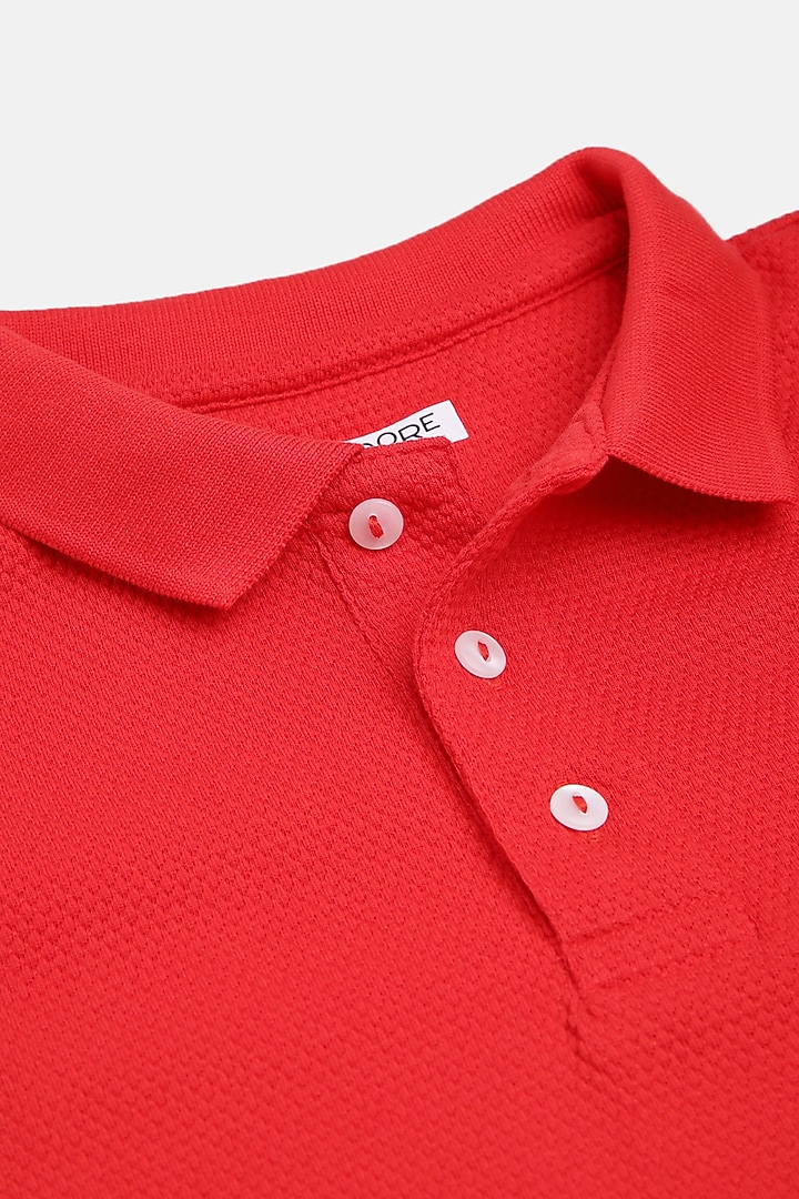 Red Cotton Polo T-Shirt by LADORE at Pernia's Pop Up Shop