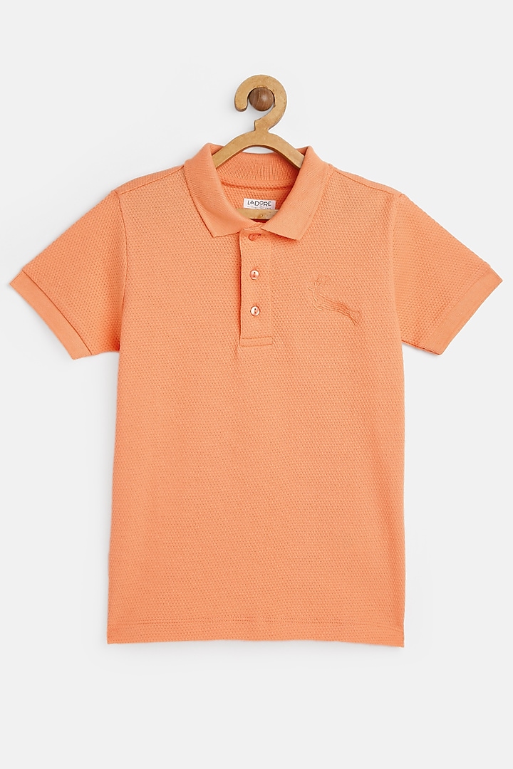 Peach Cotton Polo T-Shirt by LADORE at Pernia's Pop Up Shop