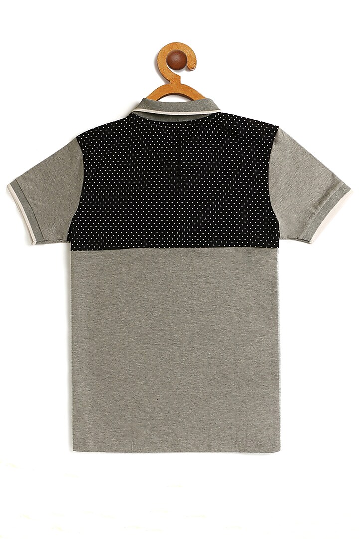 Grey Cotton Polo T-Shirt by LADORE at Pernia's Pop Up Shop