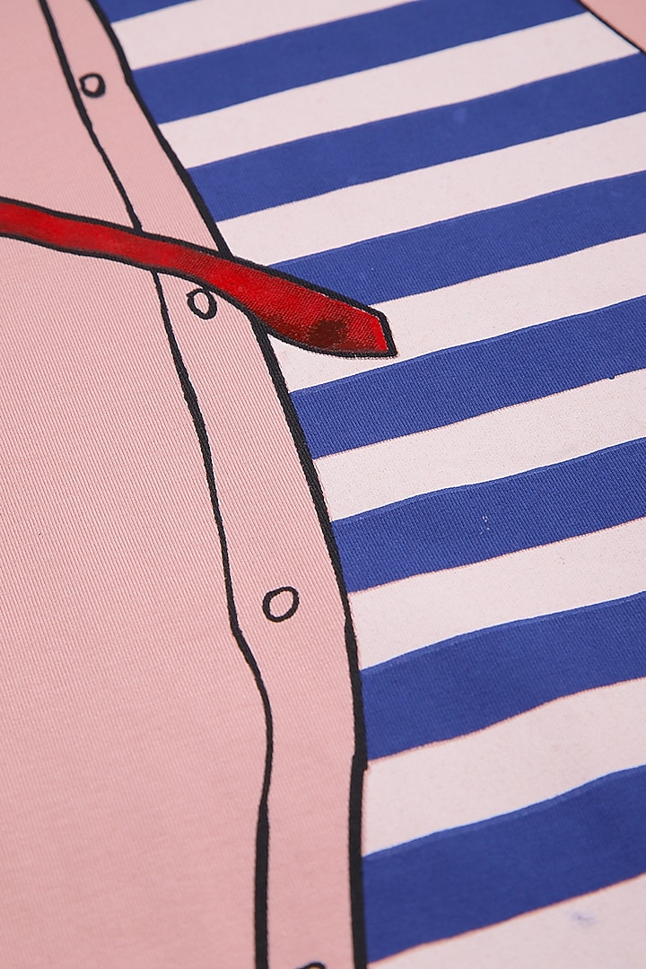 Pink & Blue Cotton T-Shirt by LADORE at Pernia's Pop Up Shop