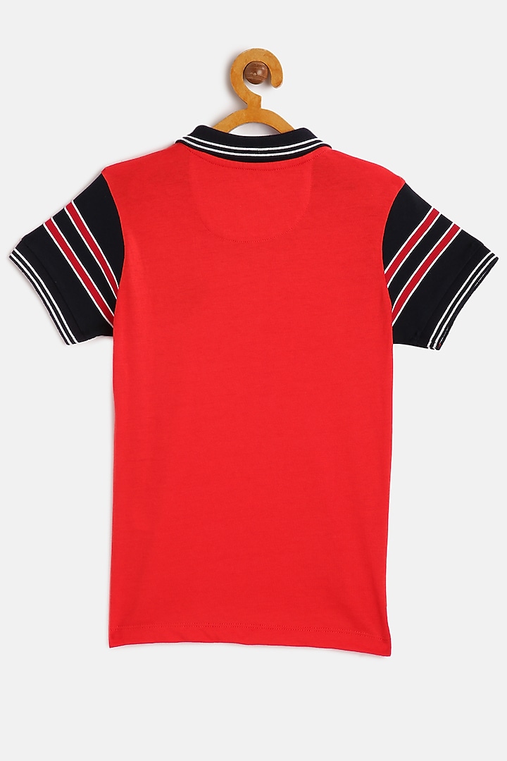 Red & Blue Cotton Polo T-Shirt by LADORE at Pernia's Pop Up Shop