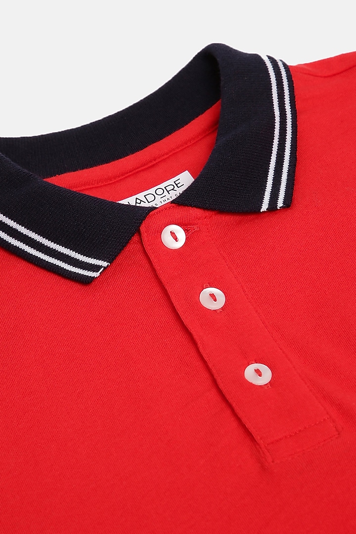 Red & Blue Cotton Polo T-Shirt by LADORE at Pernia's Pop Up Shop