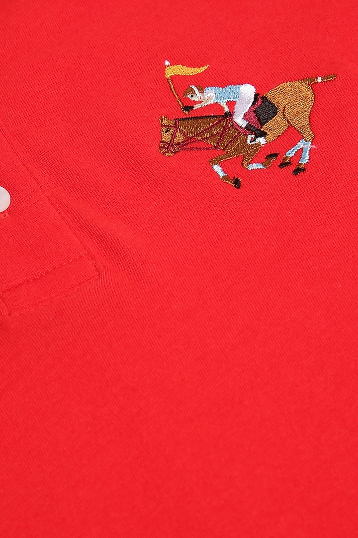 Red & Blue Cotton Polo T-Shirt by LADORE at Pernia's Pop Up Shop