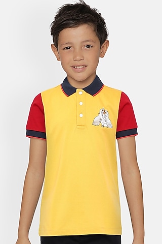 Yellow Cotton Polo T-Shirt by LADORE