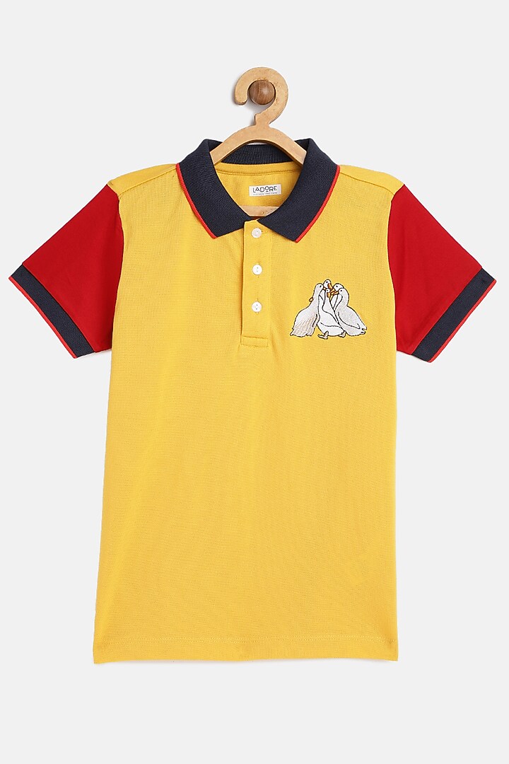 Yellow Cotton Polo T-Shirt by LADORE at Pernia's Pop Up Shop