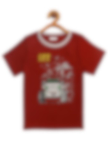 Maroon Cotton T-Shirt For Boys by LADORE