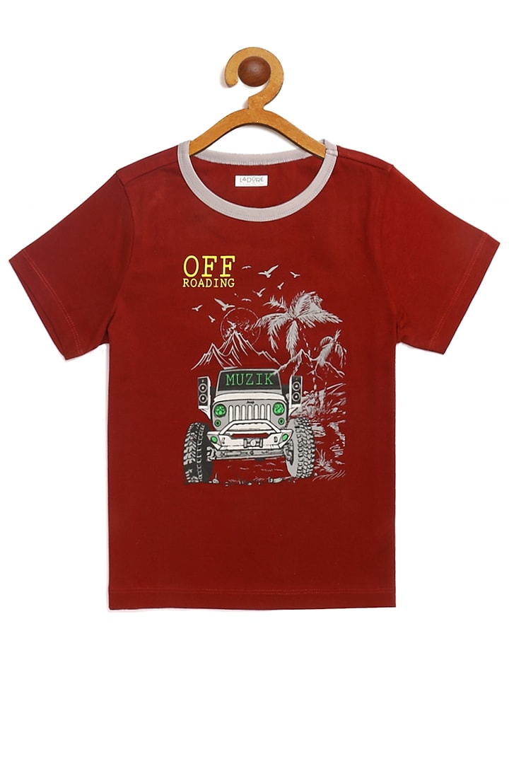 Maroon Cotton T-Shirt For Boys by LADORE