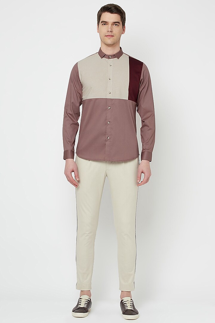 Dusty Pink Color Blocked Shirt by Lacquer Embassy