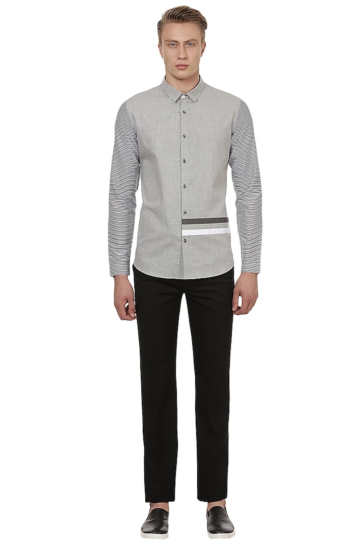 Grey Striped Shirt by Lacquer Embassy