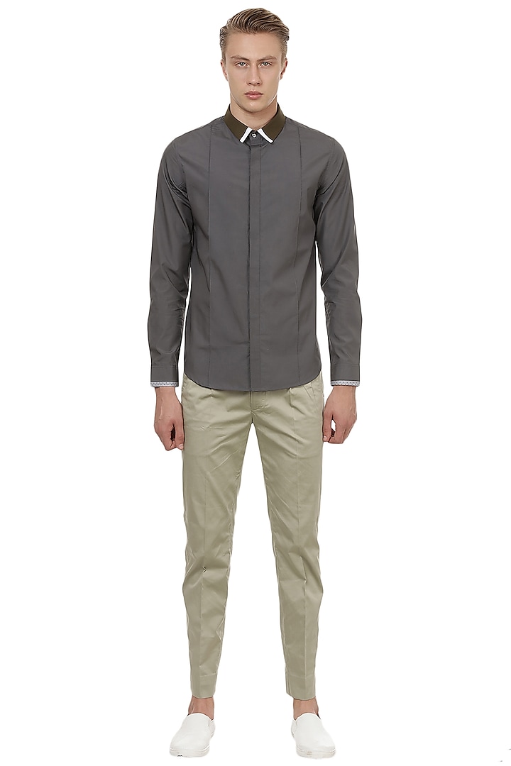 Dark Grey Cotton Shirt by Lacquer Embassy