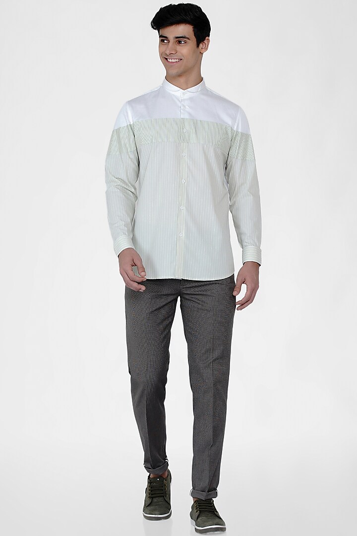 White Cotton Striped Shirt by Lacquer Embassy