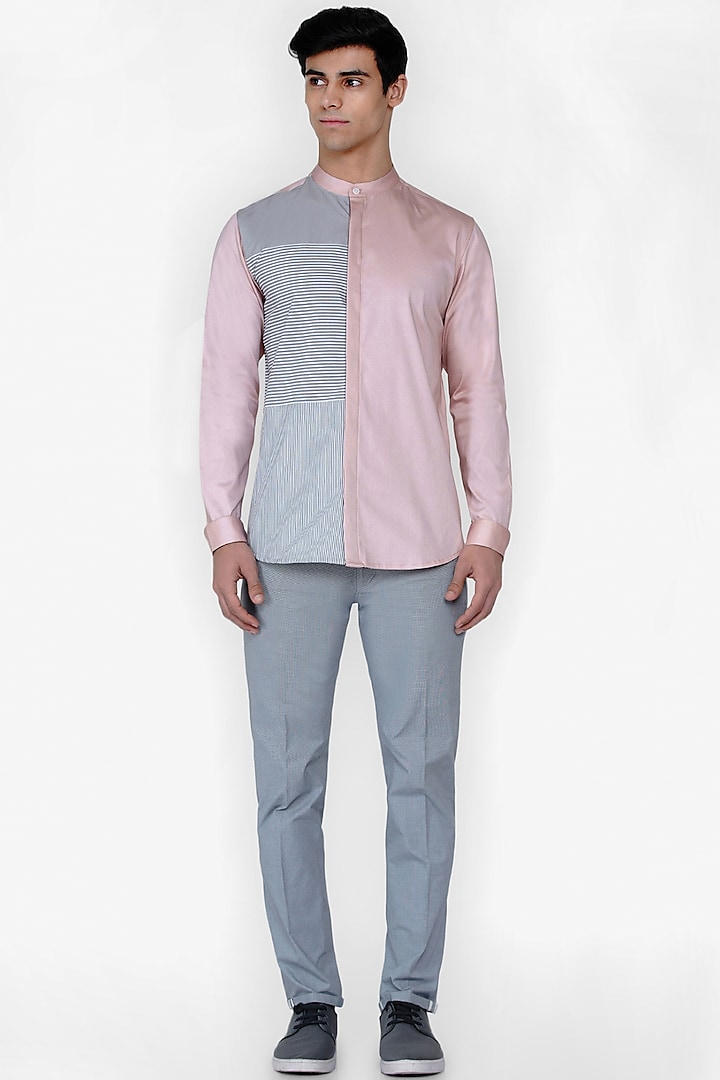 Pink Color Blocked Shirt by Lacquer Embassy