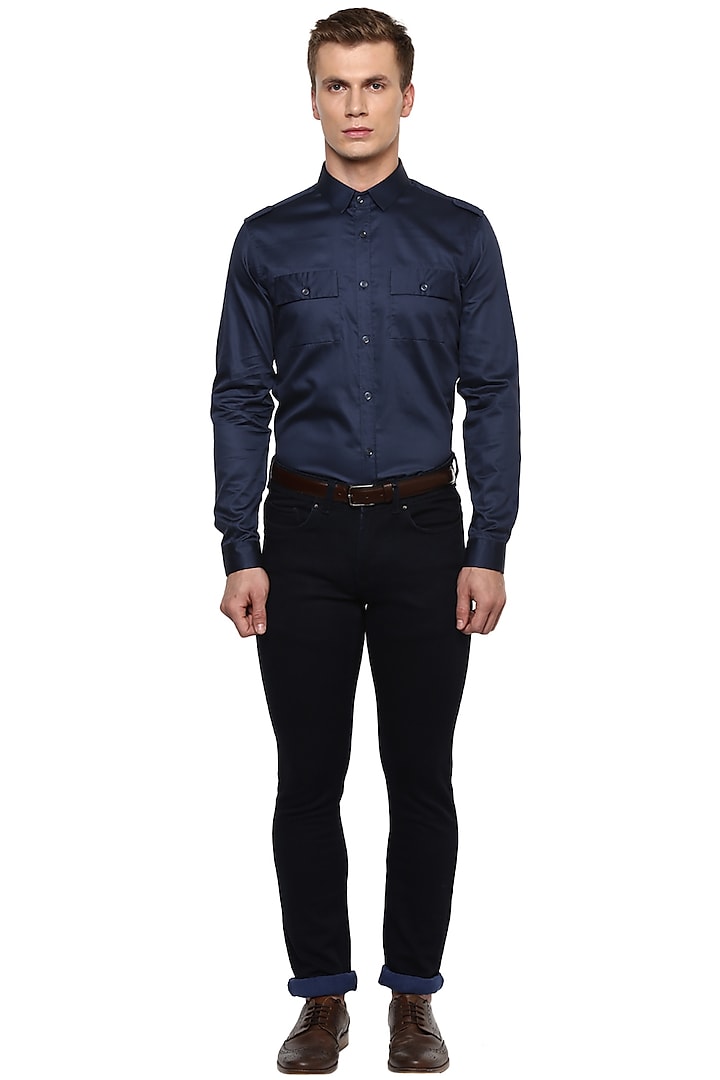 Black Safari Shirt With Pockets by Lacquer Embassy