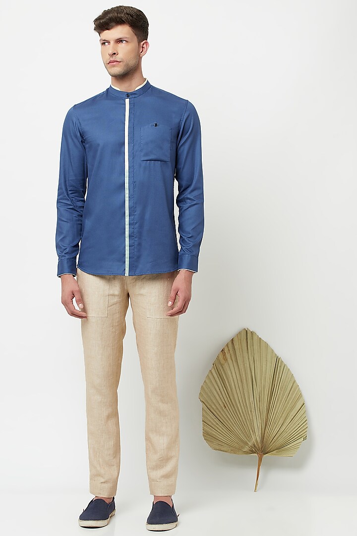 Blue Cotton Shirt by Lacquer Embassy