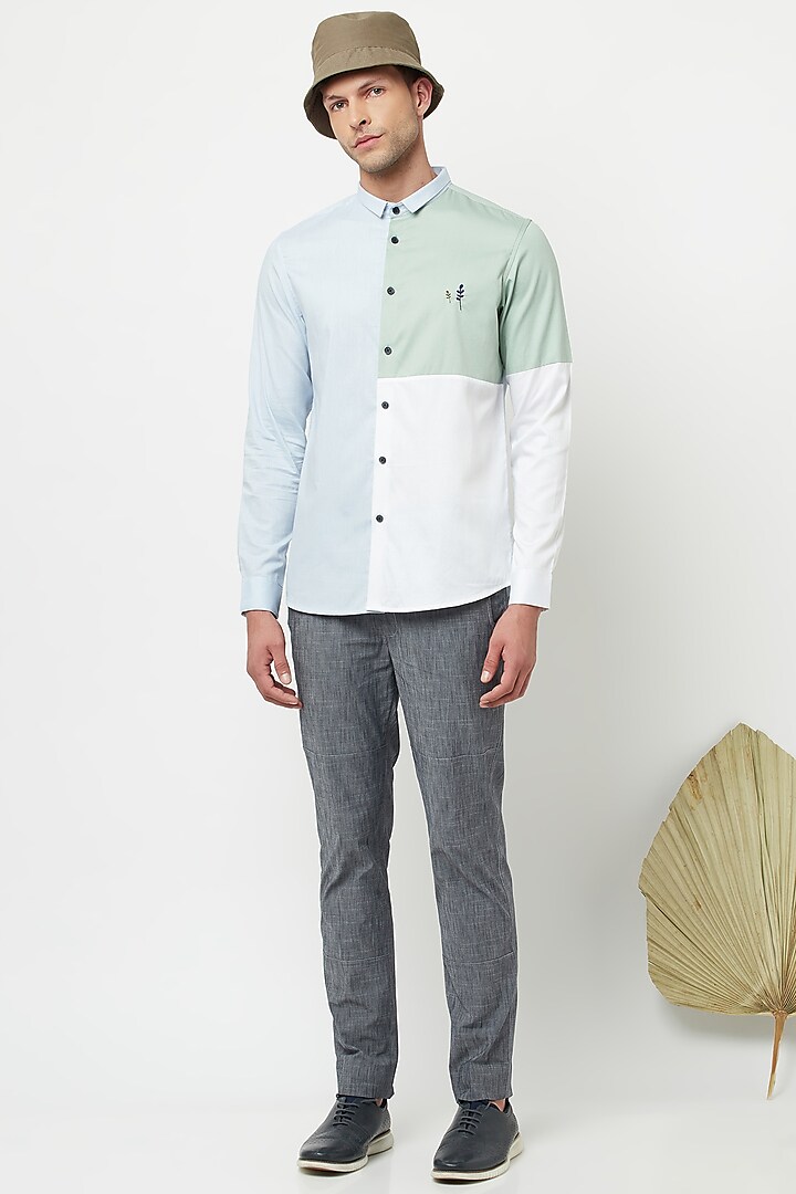 Multi-Colored Color-Blocked Shirt by Lacquer Embassy