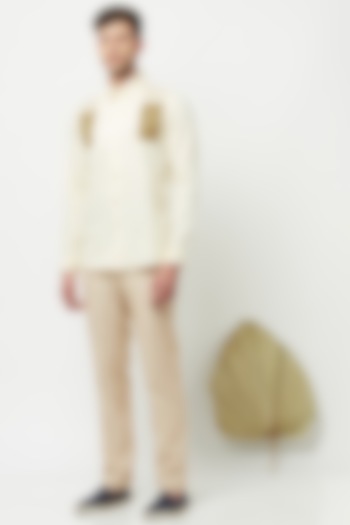 Light Yellow Color-Blocked Shirt by Lacquer Embassy