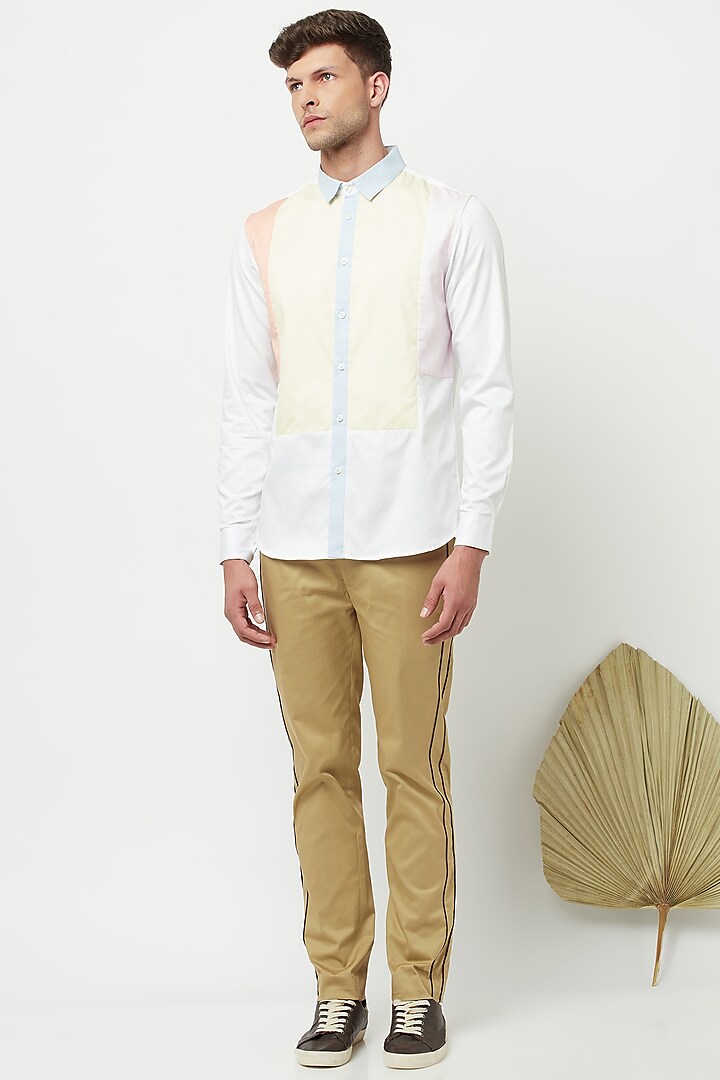 White Color-Blocked Shirt by Lacquer Embassy
