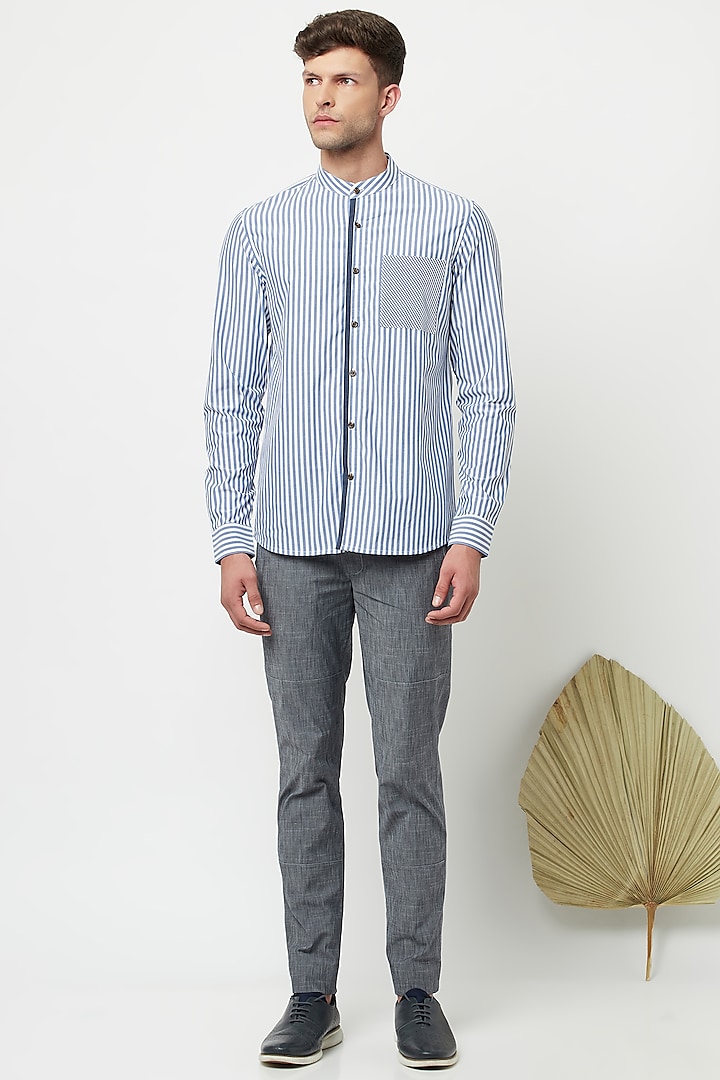 Blue Striped Shirt by Lacquer Embassy