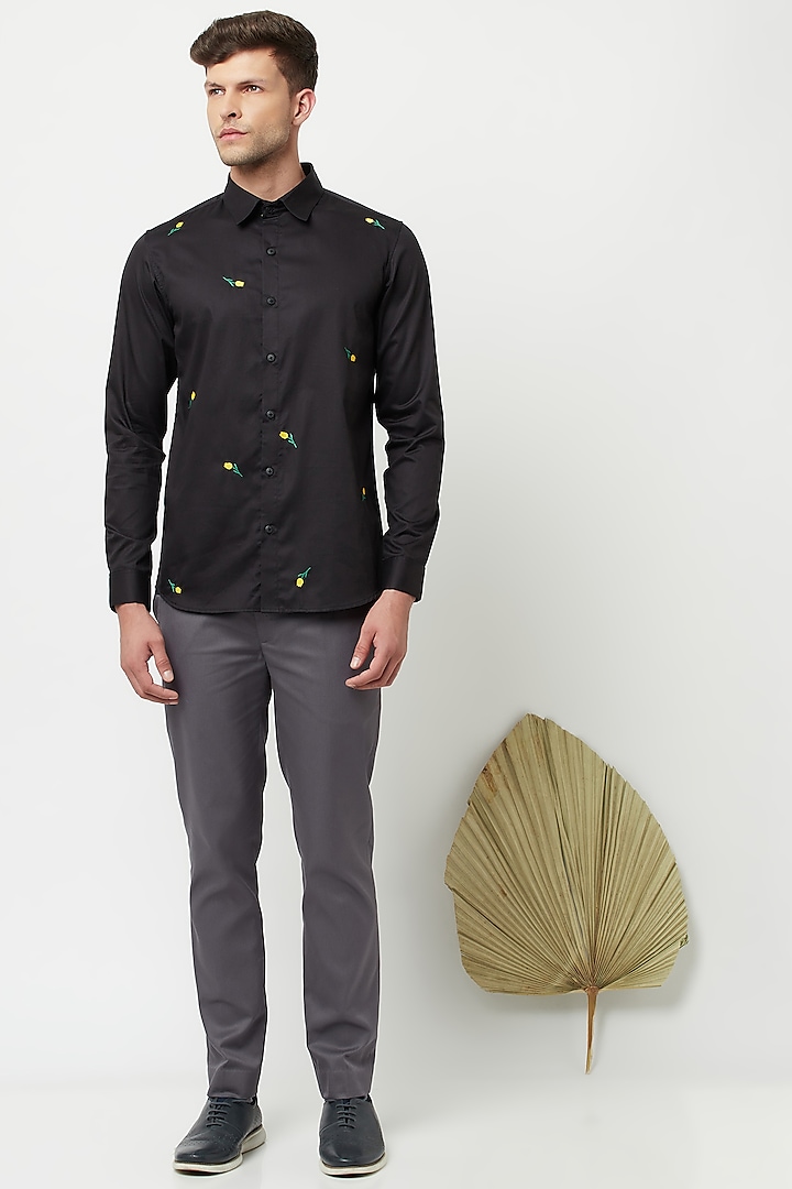 Black Embroidered Shirt by Lacquer Embassy