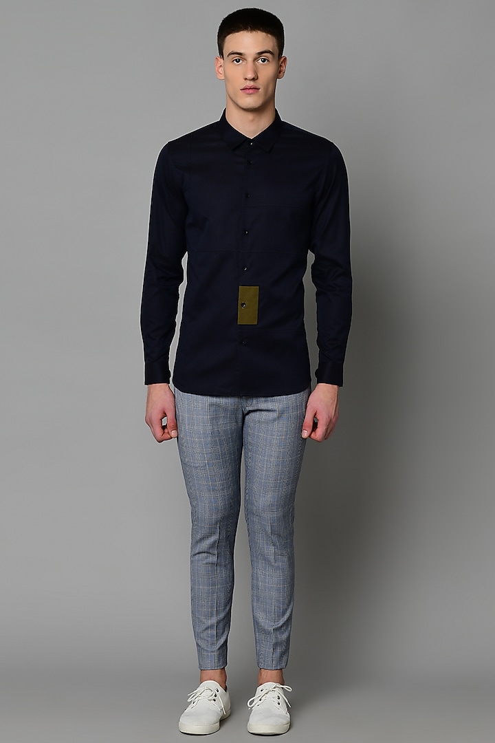 Navy Blue Cotton Shirt by Lacquer Embassy