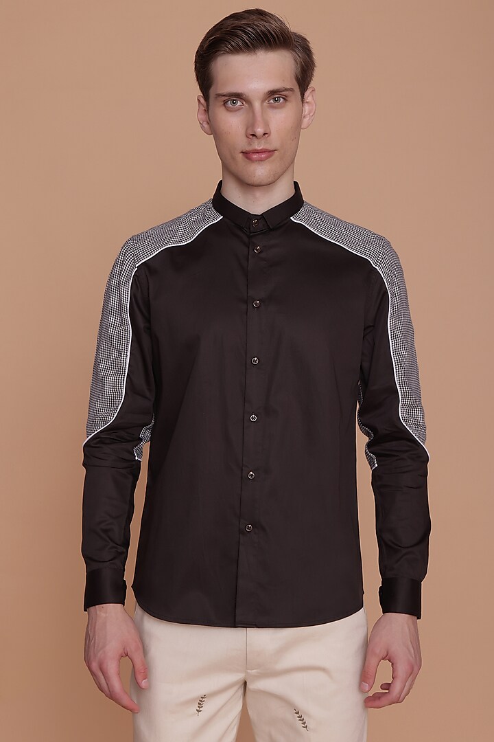 Chocolate Brown Cotton Shirt by Lacquer Embassy
