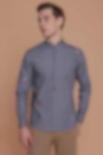 Teal Cotton Printed Shirt by Lacquer Embassy