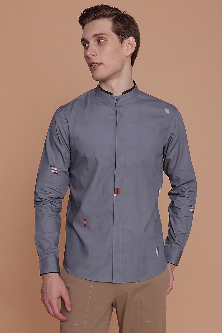 Teal Cotton Printed Shirt by Lacquer Embassy