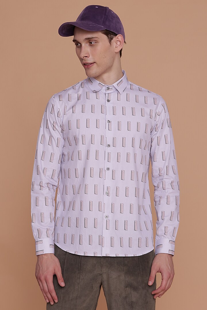White Cotton Printed Shirt by Lacquer Embassy