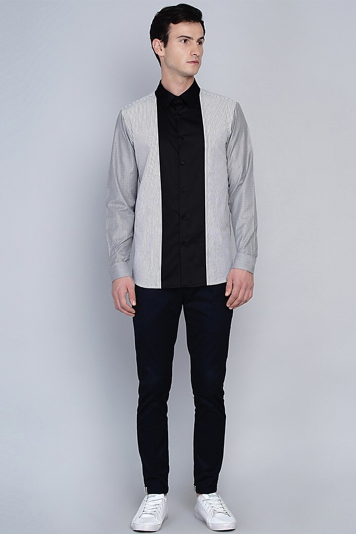 Black Shirt With Stripe Detailing by Lacquer Embassy