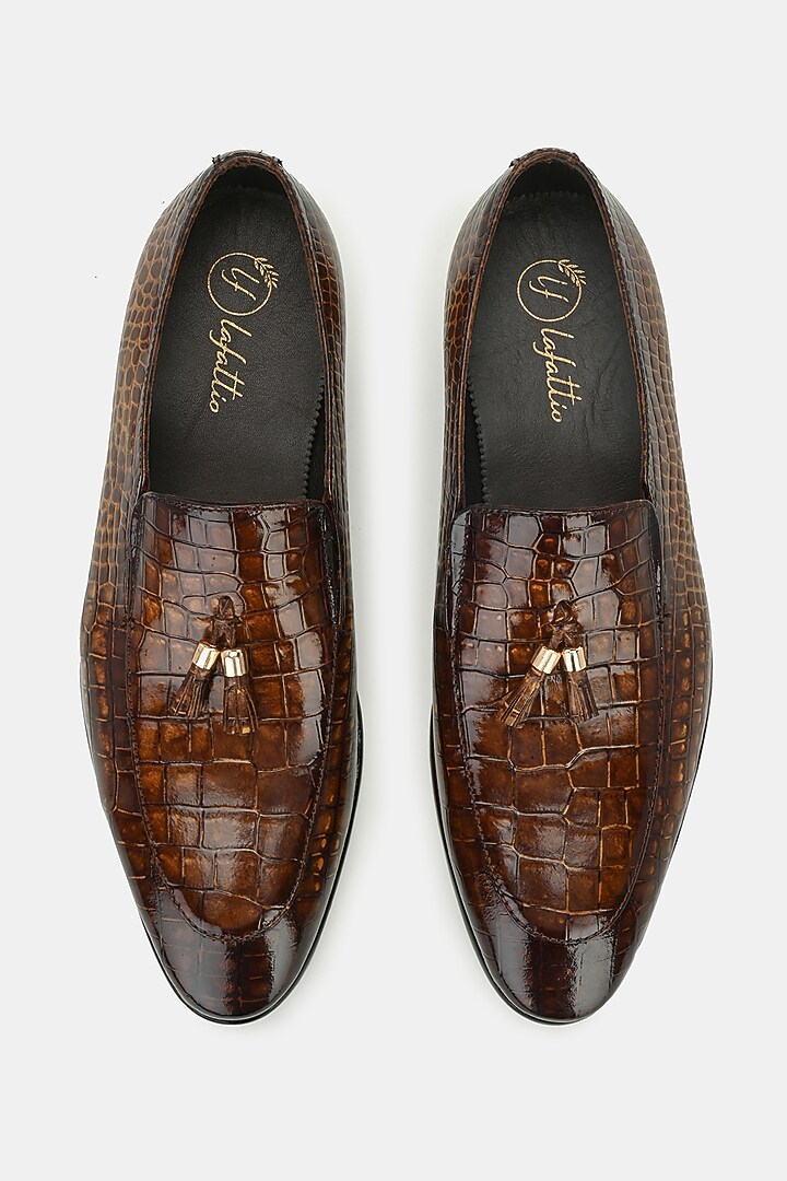 Tan Leather Handpainted Moccasins by LAFATTIO at Pernia's Pop Up Shop