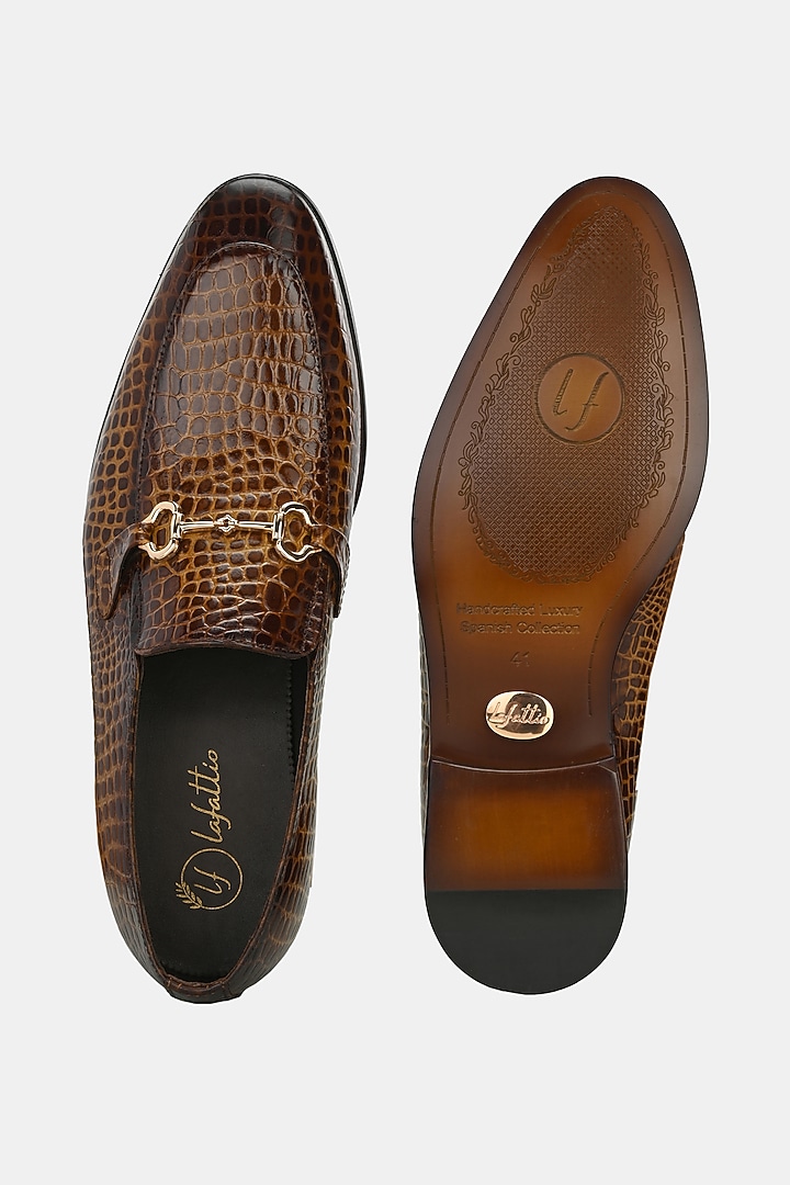 Tan Leather Handpainted Moccasins by LAFATTIO at Pernia's Pop Up Shop