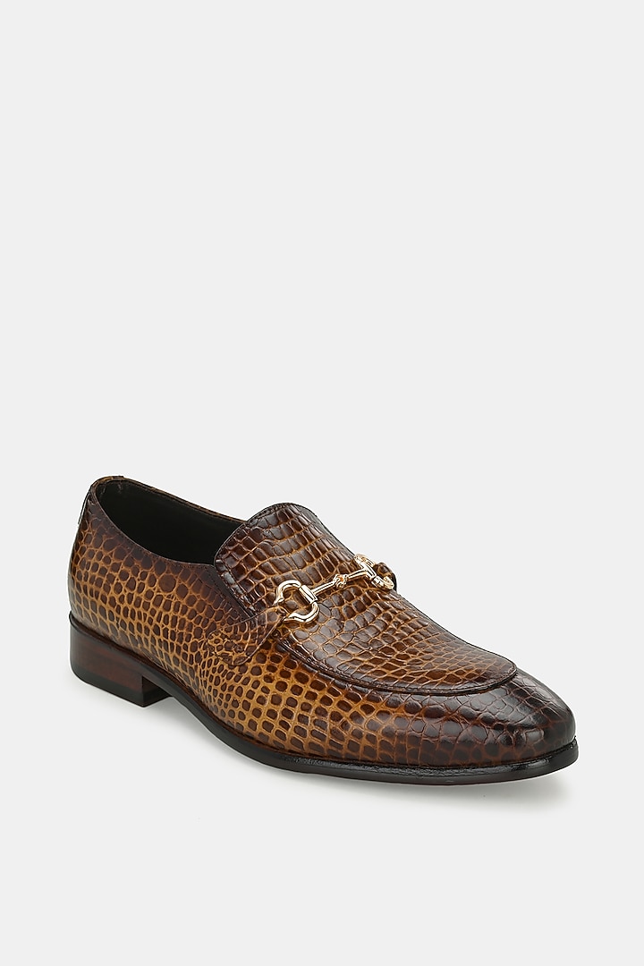 Tan Leather Handpainted Moccasins by LAFATTIO at Pernia's Pop Up Shop