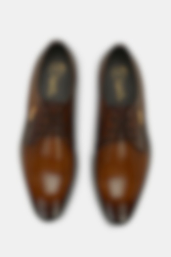 Black Leather Handpainted Lace-Up Shoes by LAFATTIO