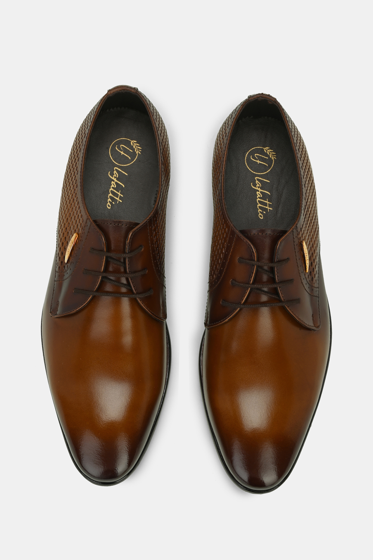 Black Leather Handpainted Lace-Up Shoes by LAFATTIO