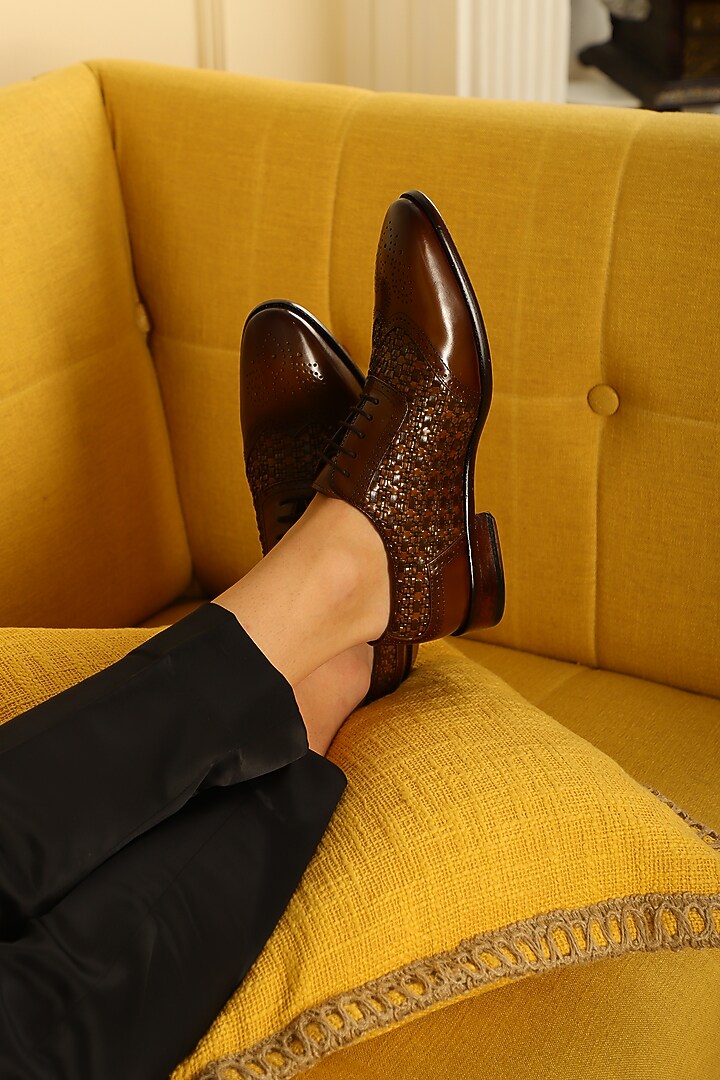 Tam Leather Handpainted Lace-Up Brogues by LAFATTIO at Pernia's Pop Up Shop