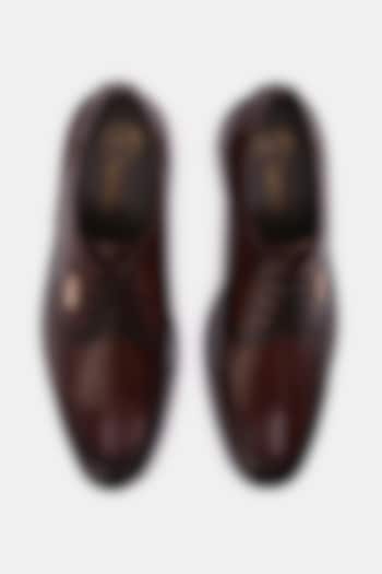 Brown Leather Handpainted Lace-Up Shoes by LAFATTIO