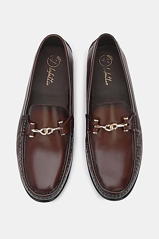 Brown Leather Handpainted Loafers by LAFATTIO