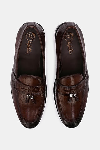 Brown Leather Handpainted Loafers by LAFATTIO