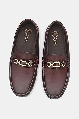 Cherry Leather Handpainted Loafers by LAFATTIO