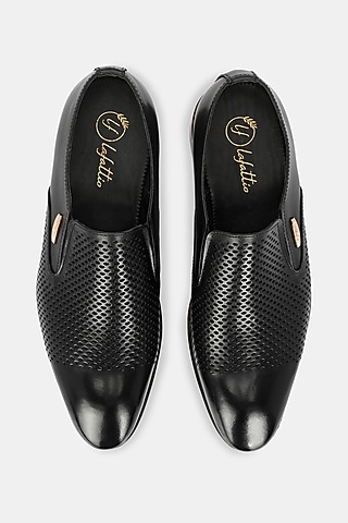 Black Leather Handpainted Moccasins by LAFATTIO