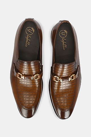 Tan Leather Handpainted Moccasins by LAFATTIO