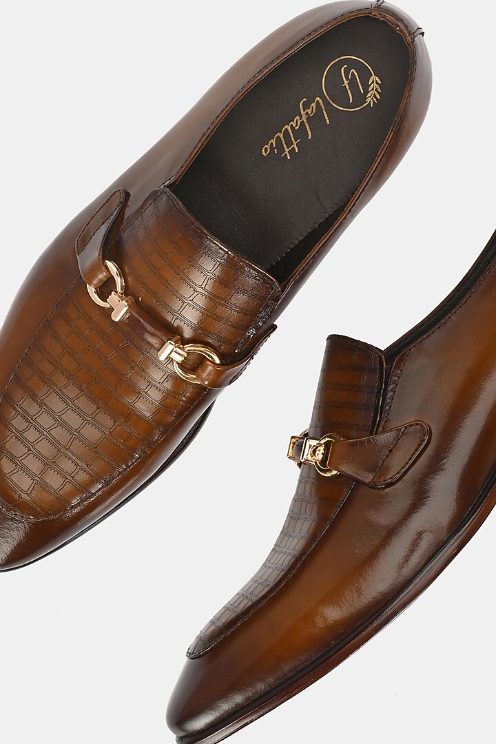Tan Leather Handpainted Moccasins by LAFATTIO at Pernia's Pop Up Shop